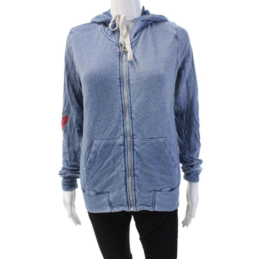 Sundry Womens Full-Zip Hoodie Blue Graphic Lyocell Size 2
